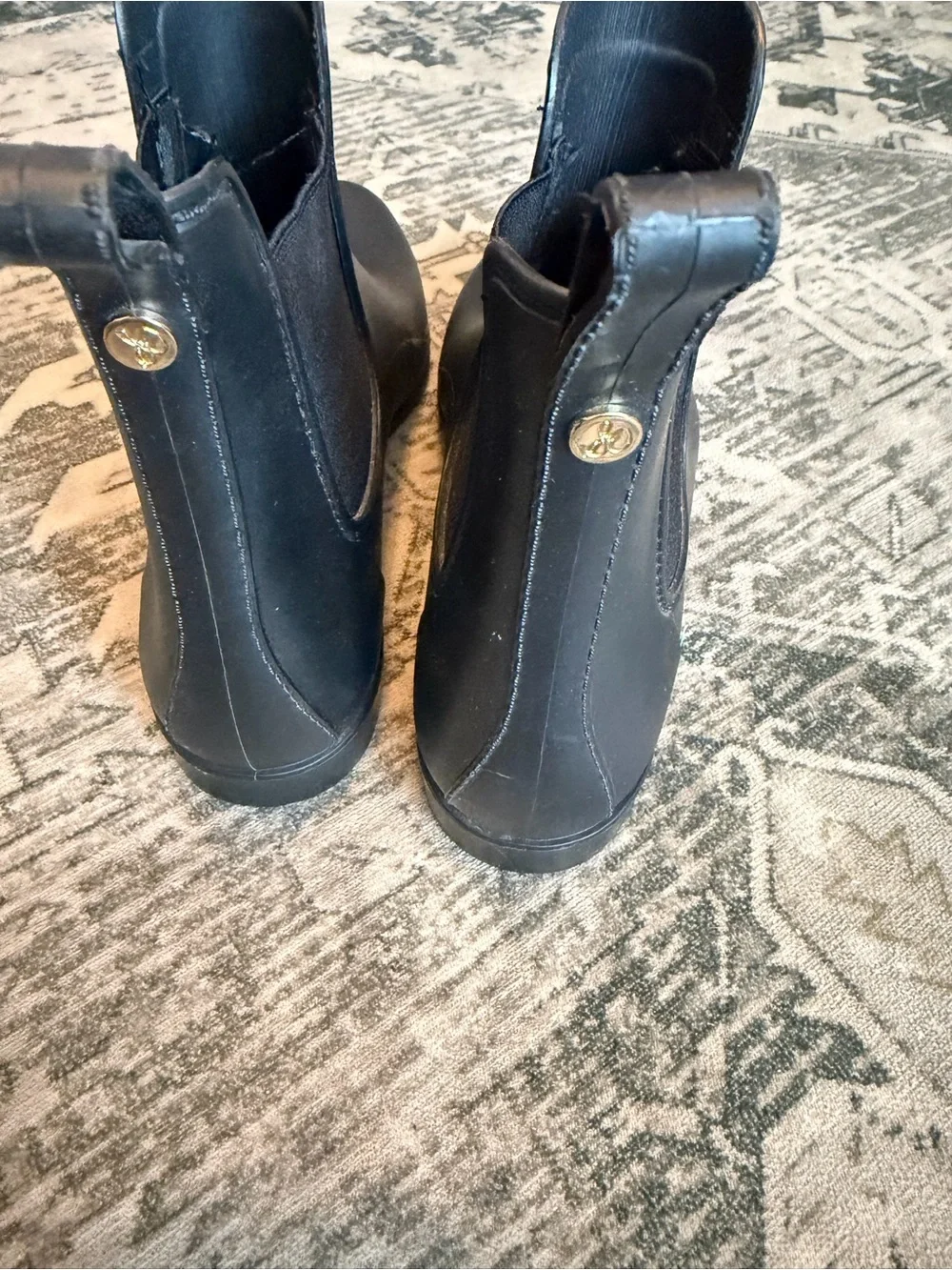 Sam Edelman Tinsley rain boots black Chelsea-style elastic side panels size 12